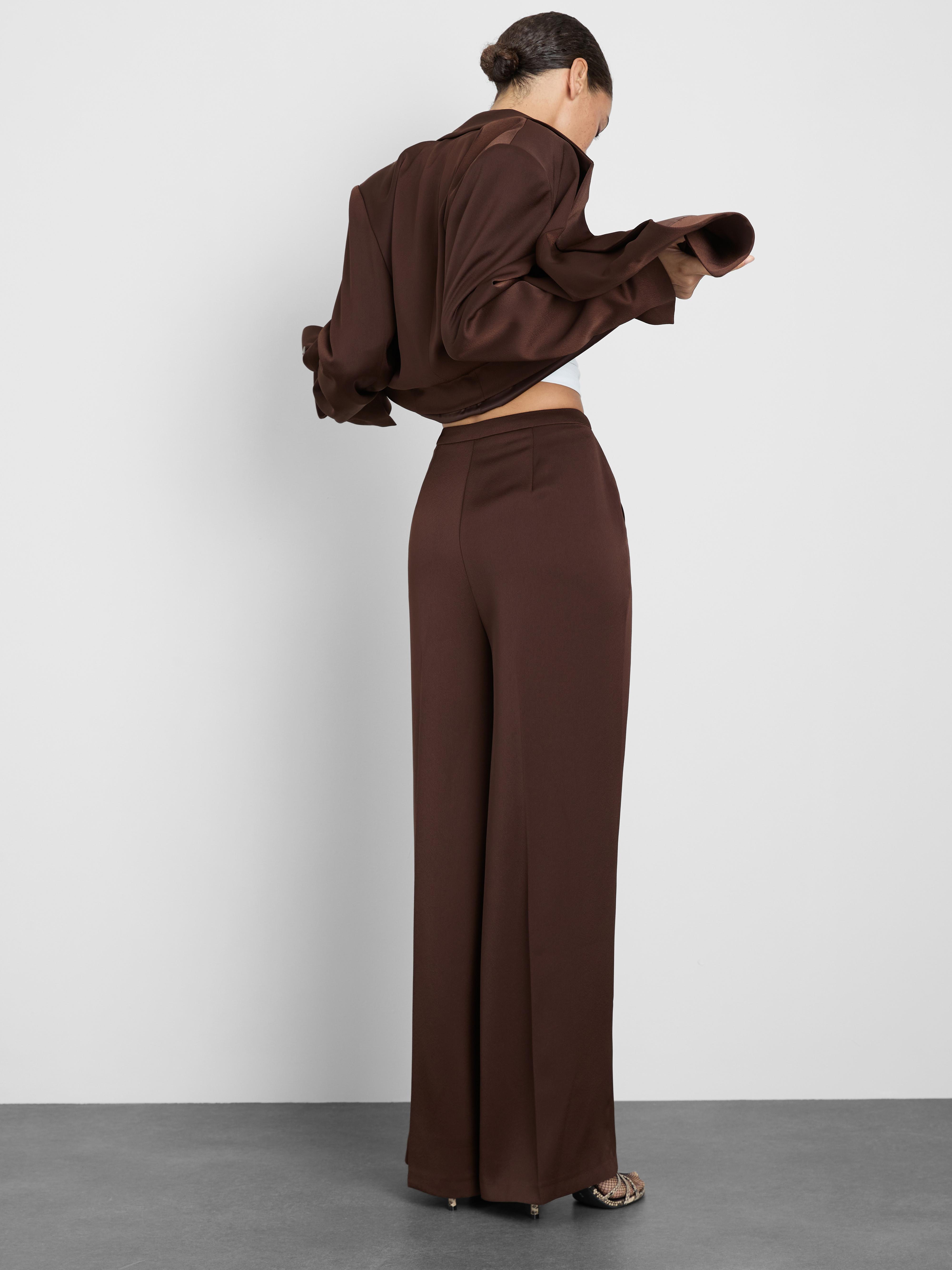 Satin Pleated Wide Leg Pants