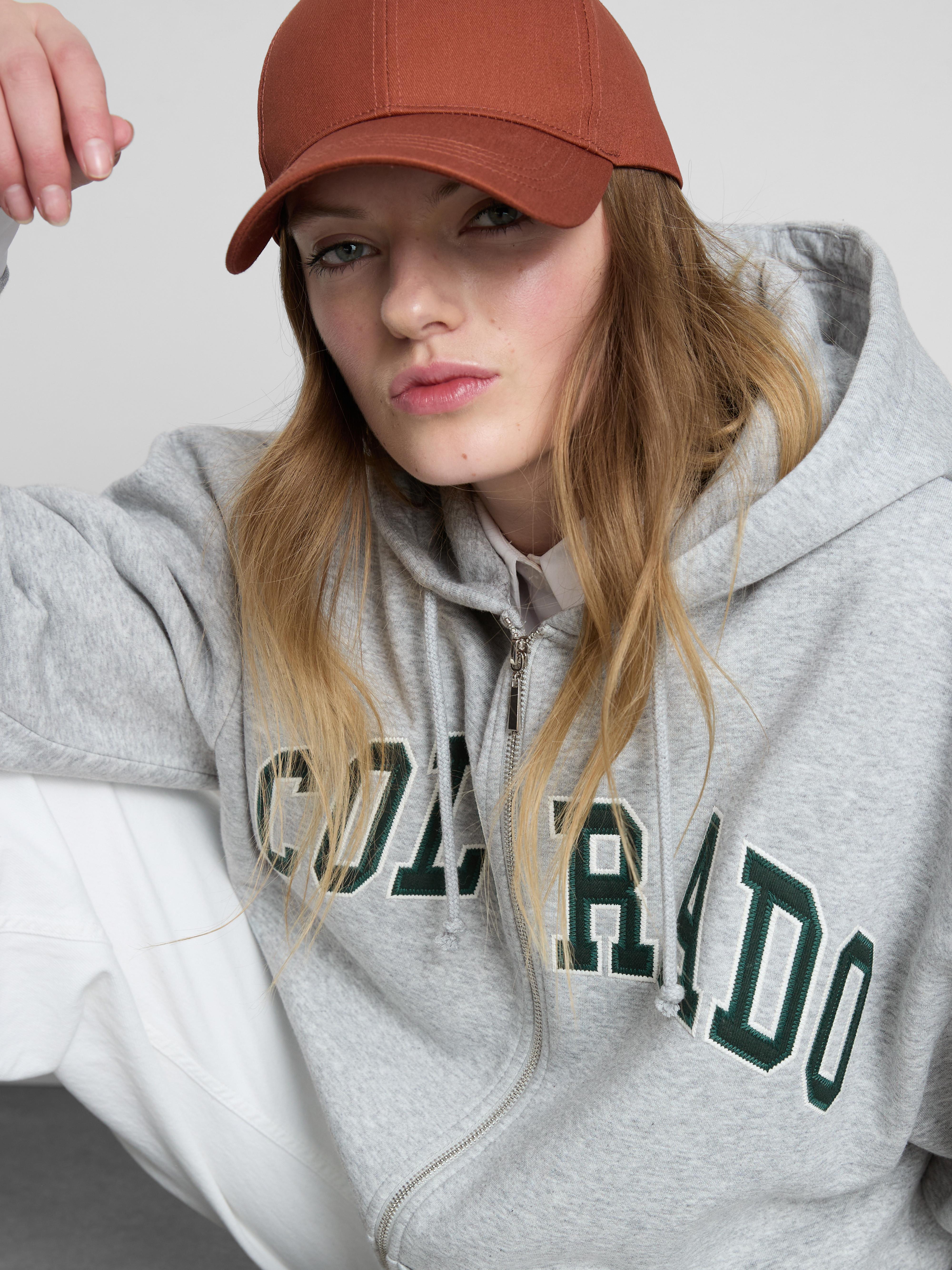 Oversized Graphic Zip Through Hoodie