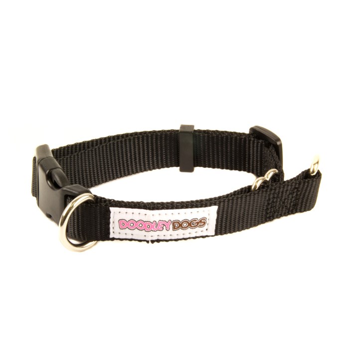 Doodley Dogs Black Plain Nylon Dog Collar