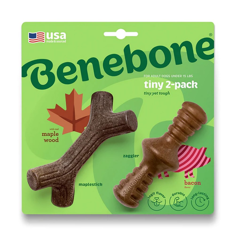 Benebone Tiny Maplestick and Bacon Zaggler Dog Chew Double Pack