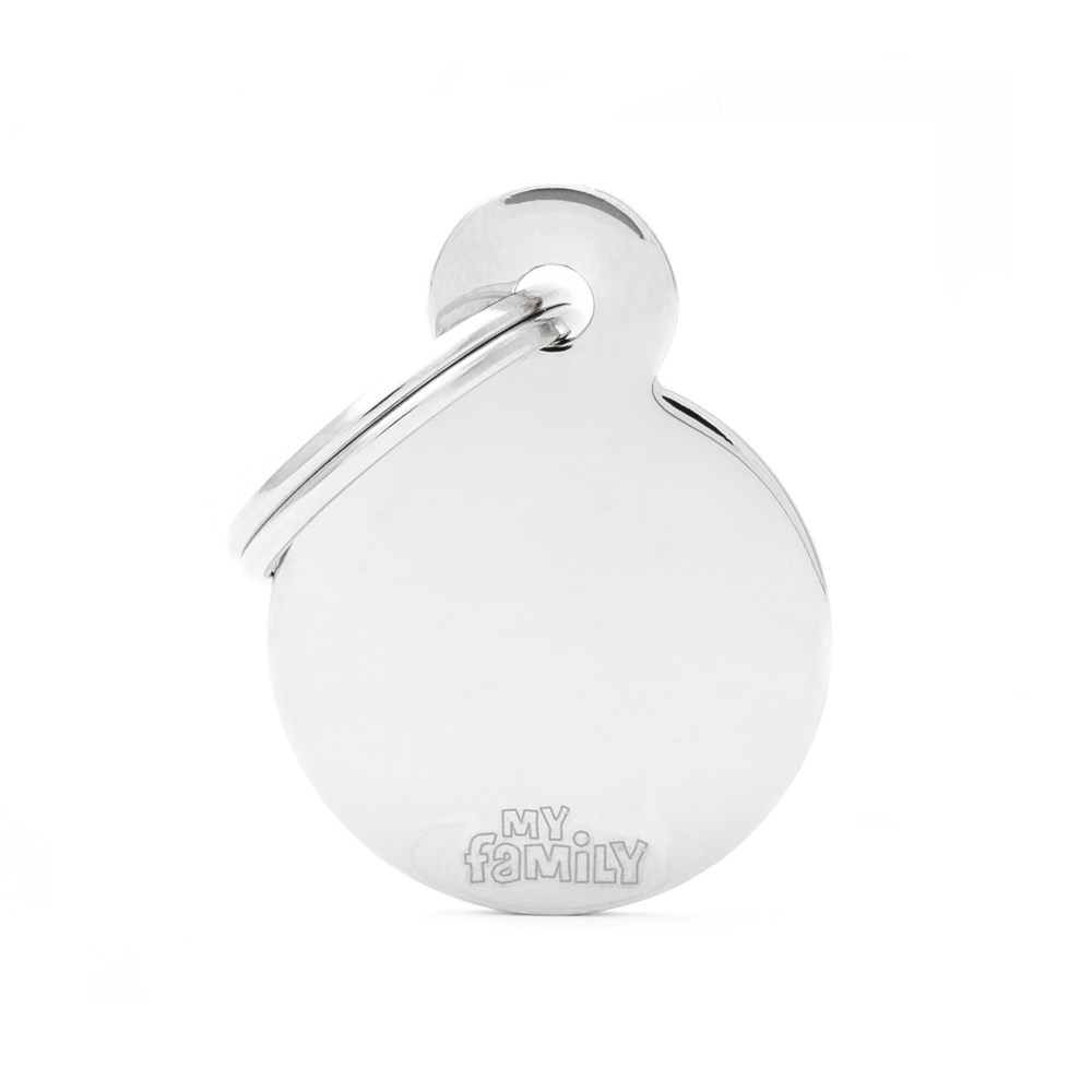 My Family ID Tag Circle Chrome Small