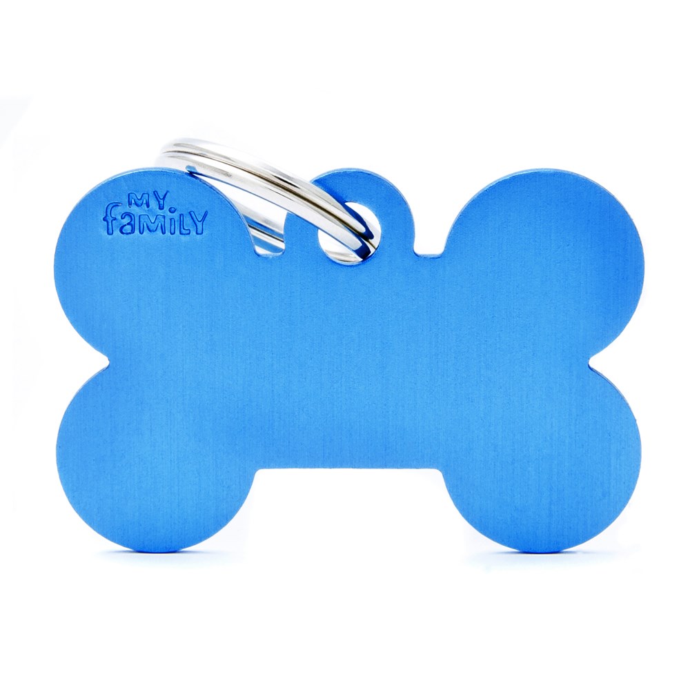 My Family ID Tag Bone Blue Large