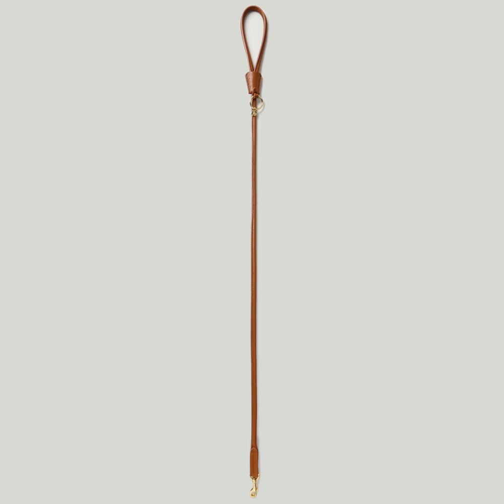 Lily & Leo Leather Rolled Dog Lead Tan