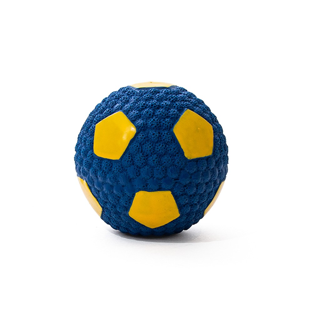Great & Small Go Team! Latex Blue & Yellow Soccer Ball Dog Toy