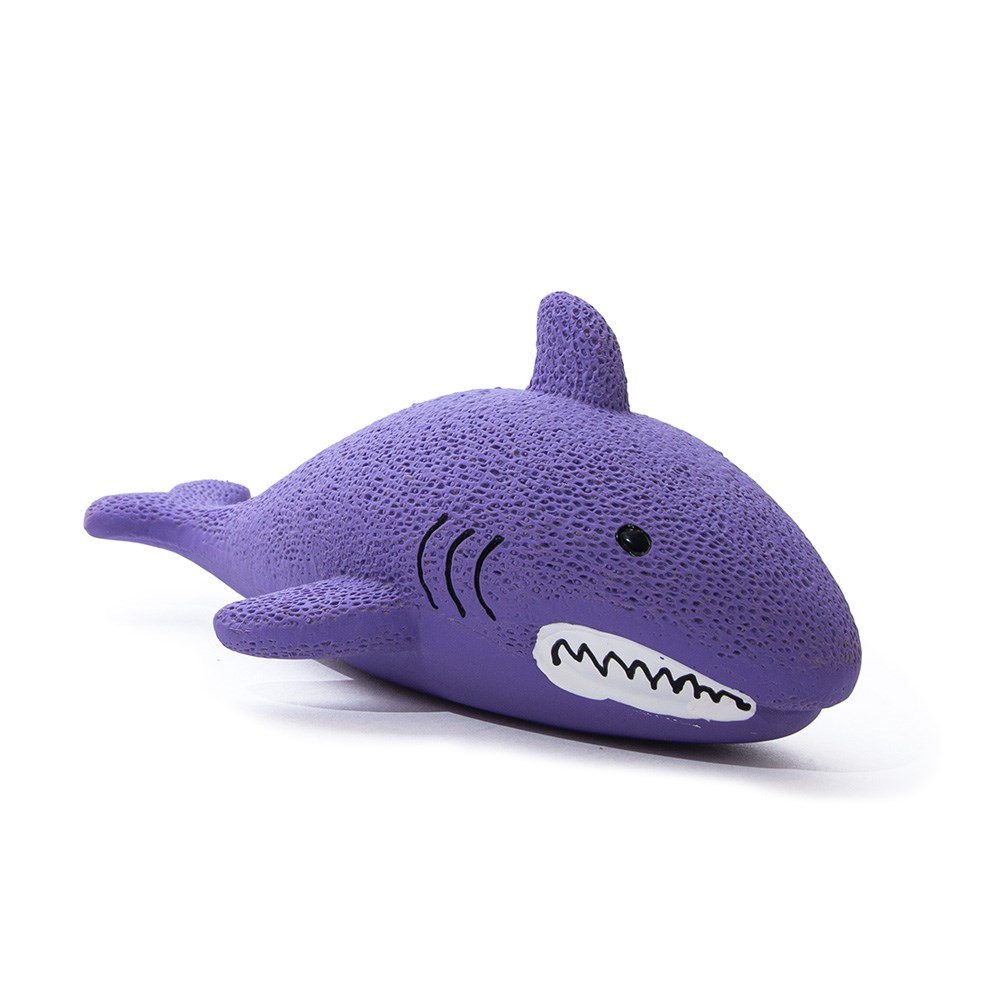 Great & Small Lets Play Latex Squeaky Happy Shark Dog Toy
