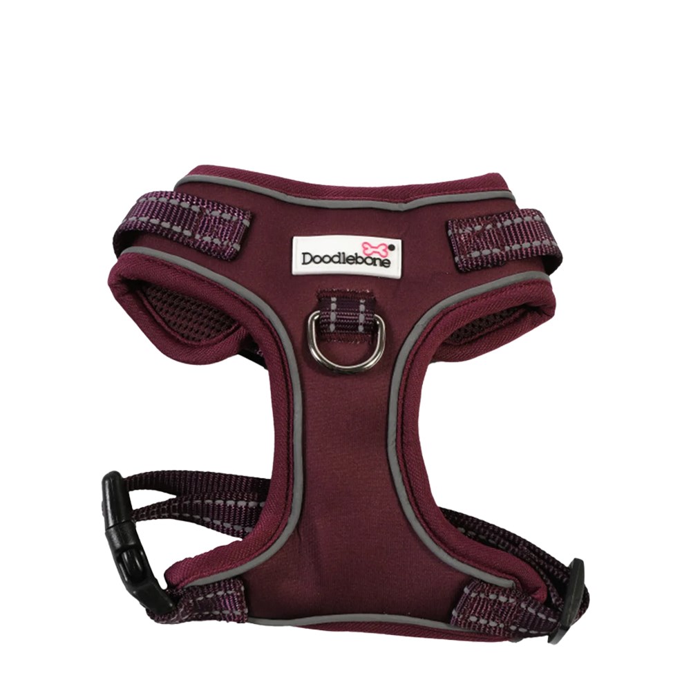 Doodlebone Adjustable Airmesh Dog Harness Burgundy