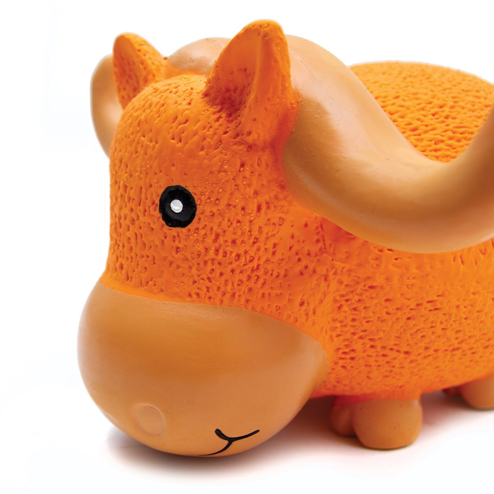 Great & Small Latex Grunting Bull with Horns Dog Toy