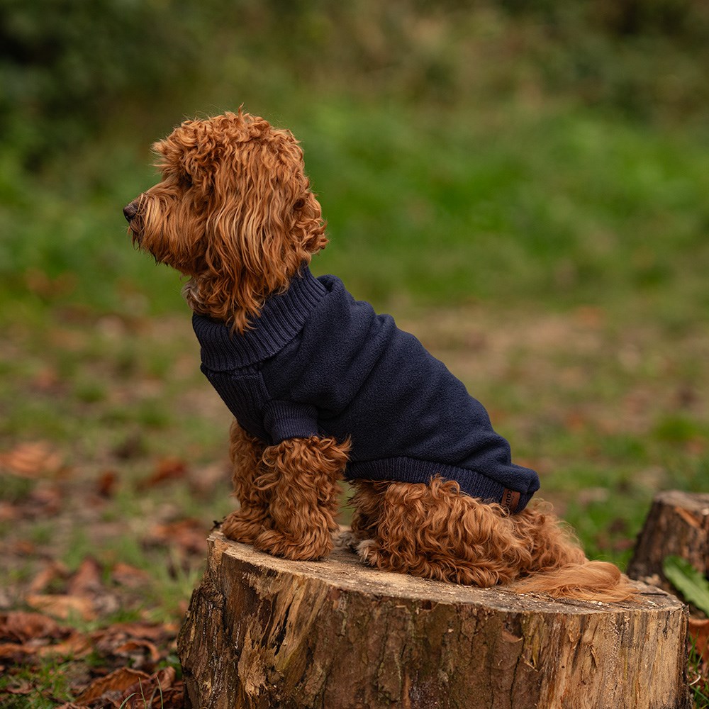 Great & Small Country Fleece Jumper Navy Dog Coat
