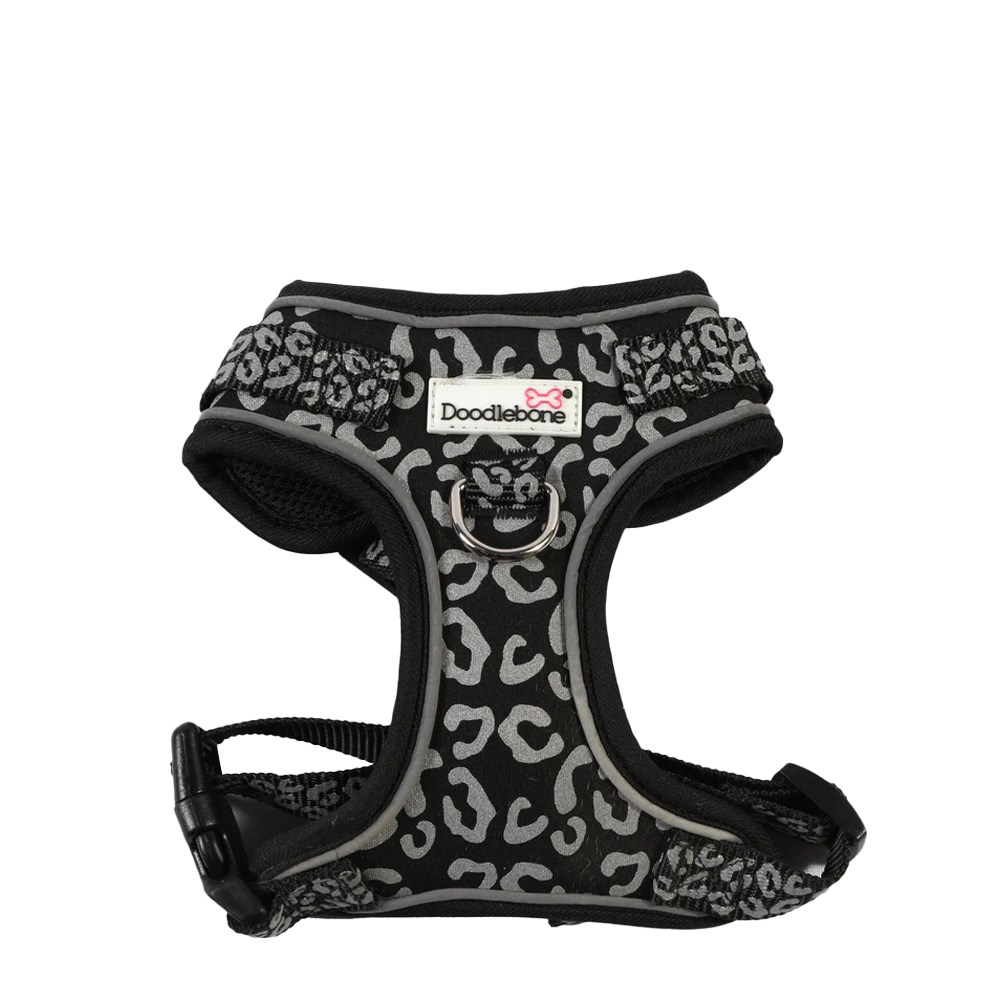 Doodlebone Adjustable Airmesh Dog Harness Coal Leopard