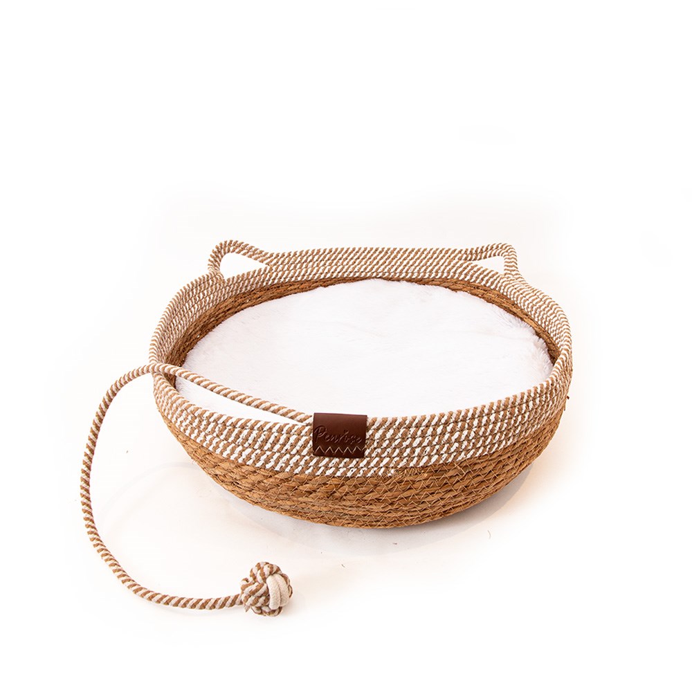 Great & Small Penrose Handwoven Straw & Rope Cat Bed