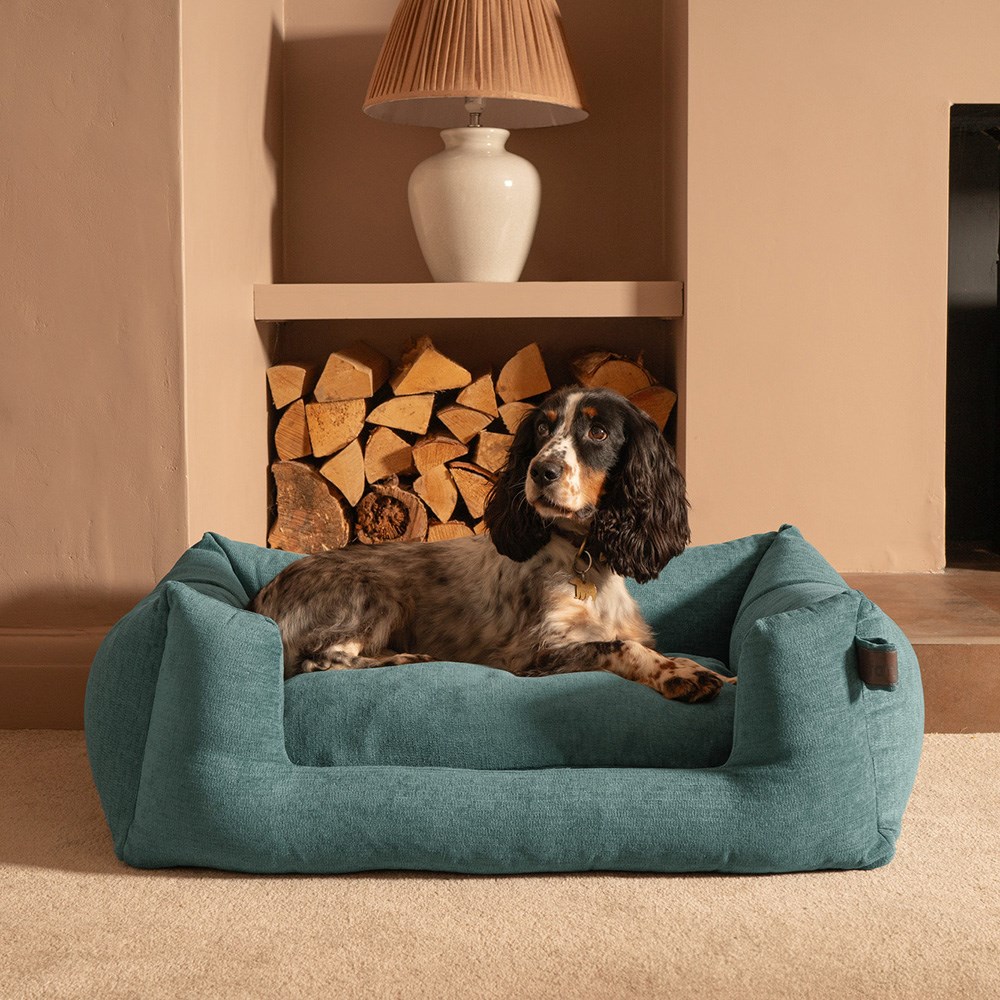Fantail Basket Snooze Mellow Peacock Blue Dog Bed