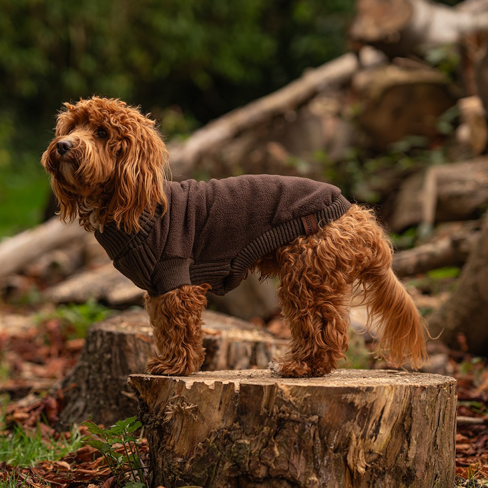 Great & Small Country Fleece Jumper Brown Dog Coat