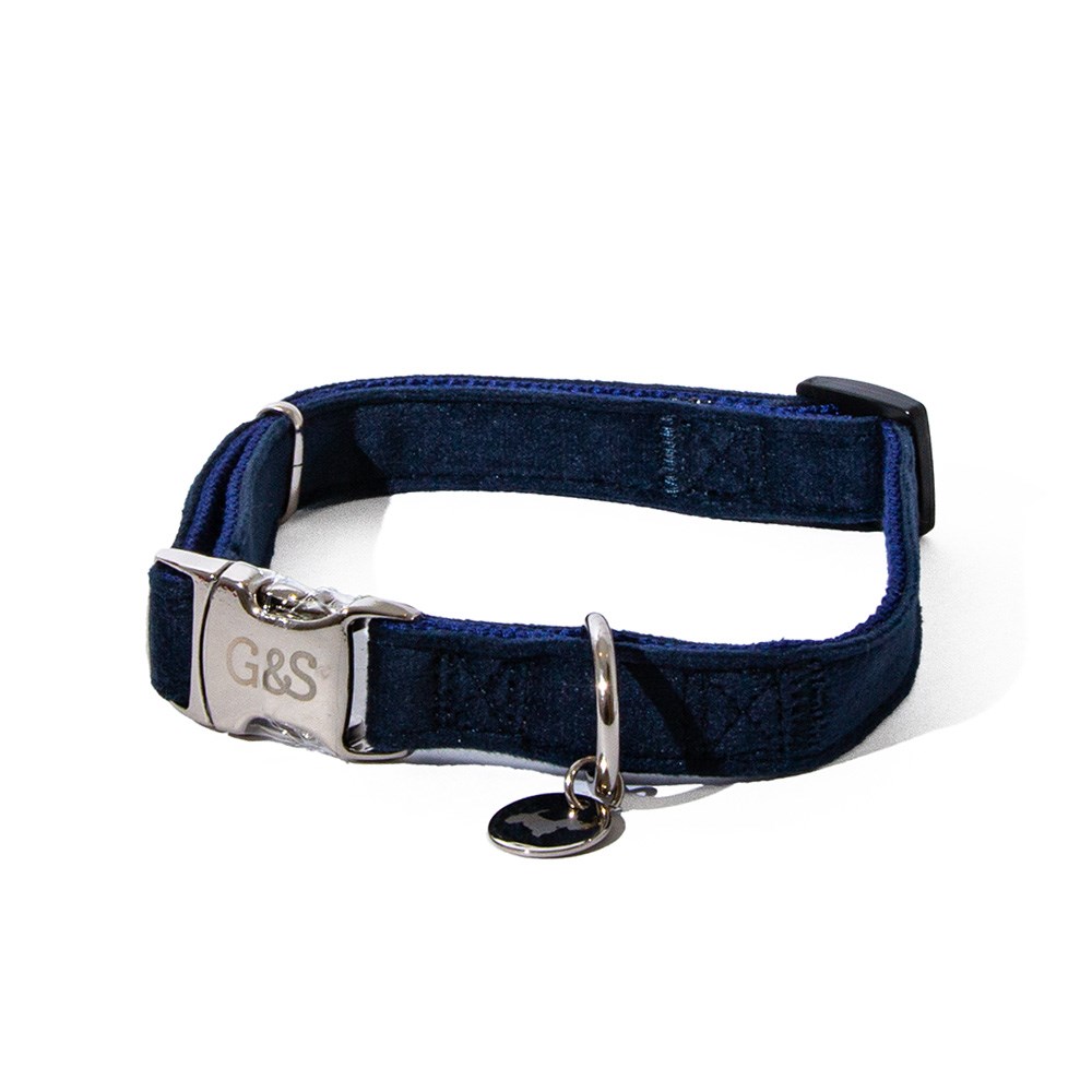 Great & Small Penrose Blue Velvet Dog Collar