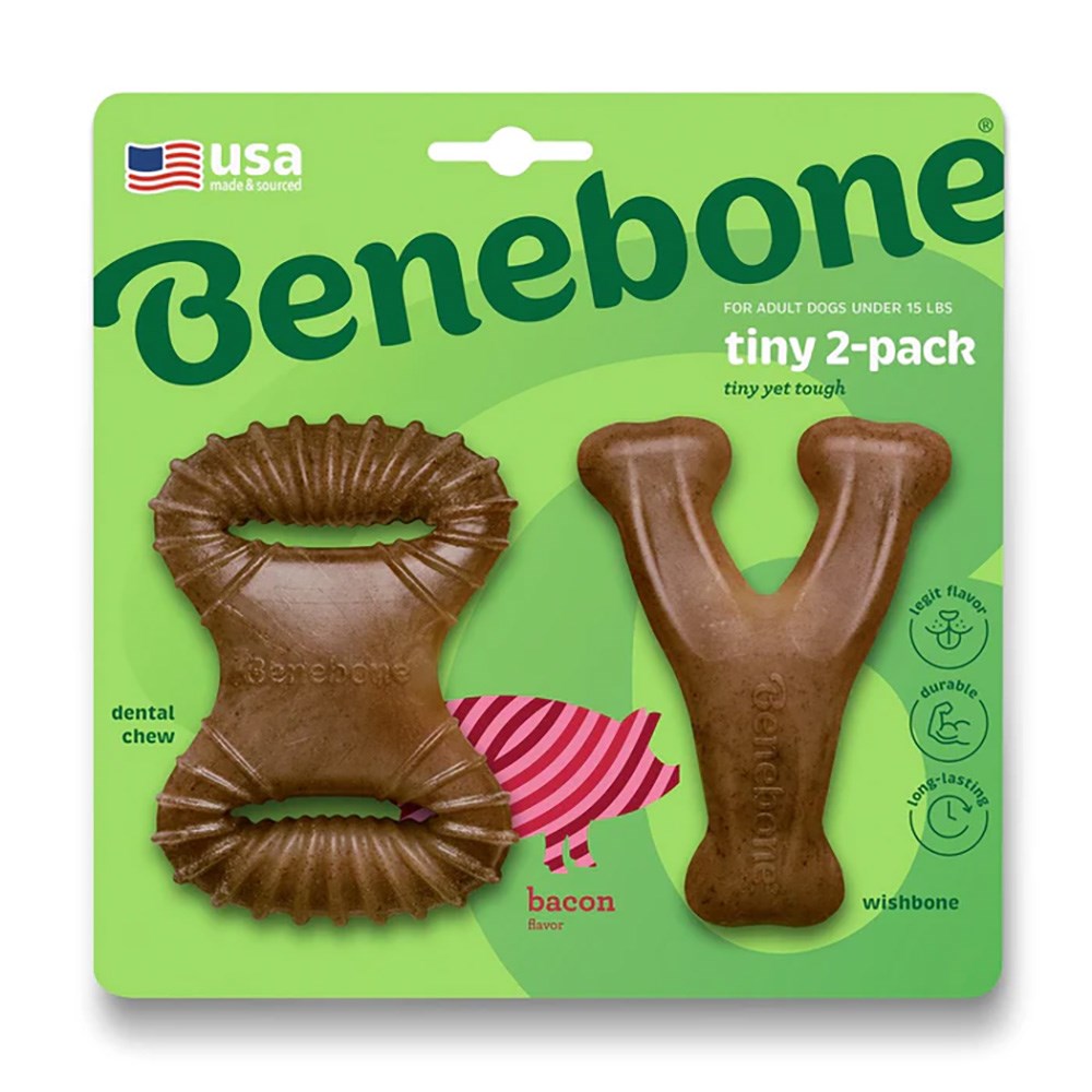 Benebone Tiny Bacon Dental Chew and Wish Bone Dog Chew Double Pack