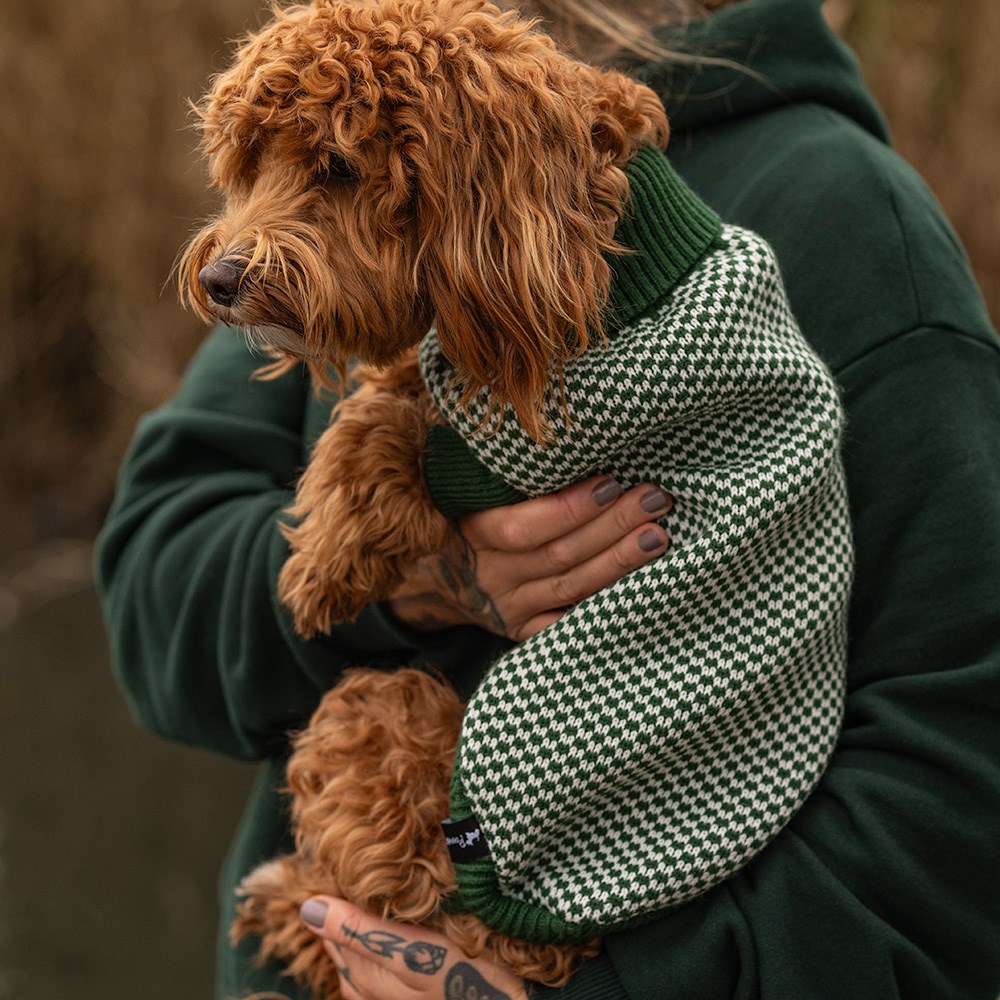 Penrose Knitted Green Checkered Dog Jumper