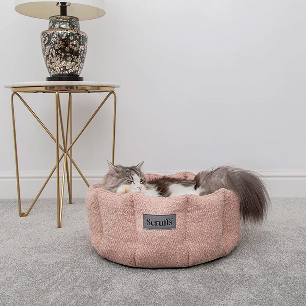 Scruffs Boucle Round Cat Bed Pink