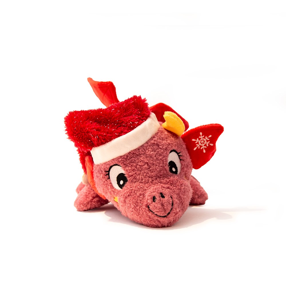 Great & Small Pink Christmas Dragon Dog Toy