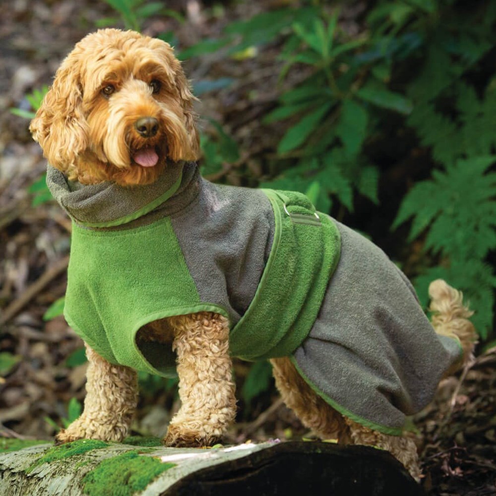 Harbour Hounds Drying Robe Grey/Green Exclusive Colour