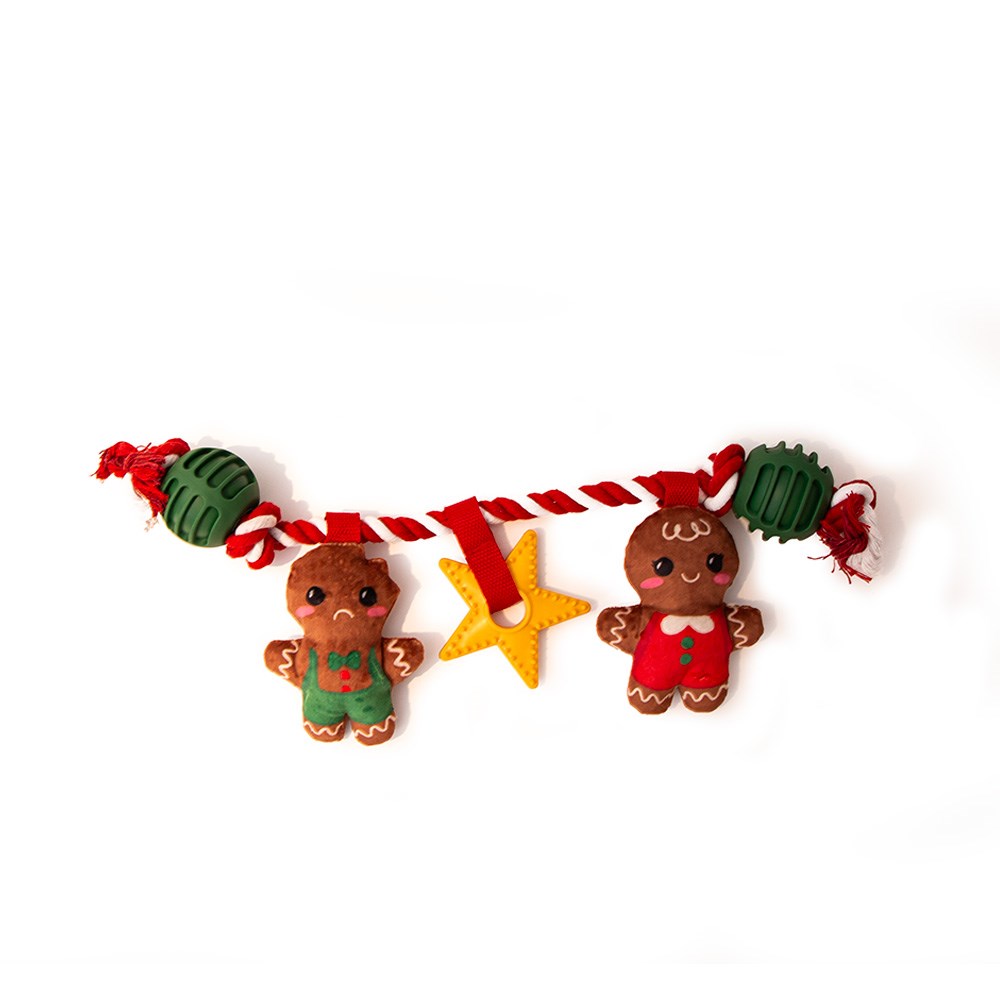 Great & Small Christmas Santa and Friends - Gingerbread Garland Dog Toy