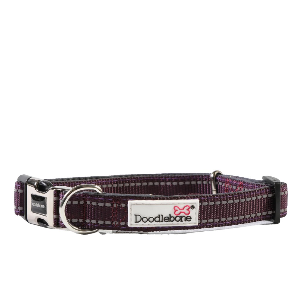 Doodlebone Padded Dog Collar Burgundy