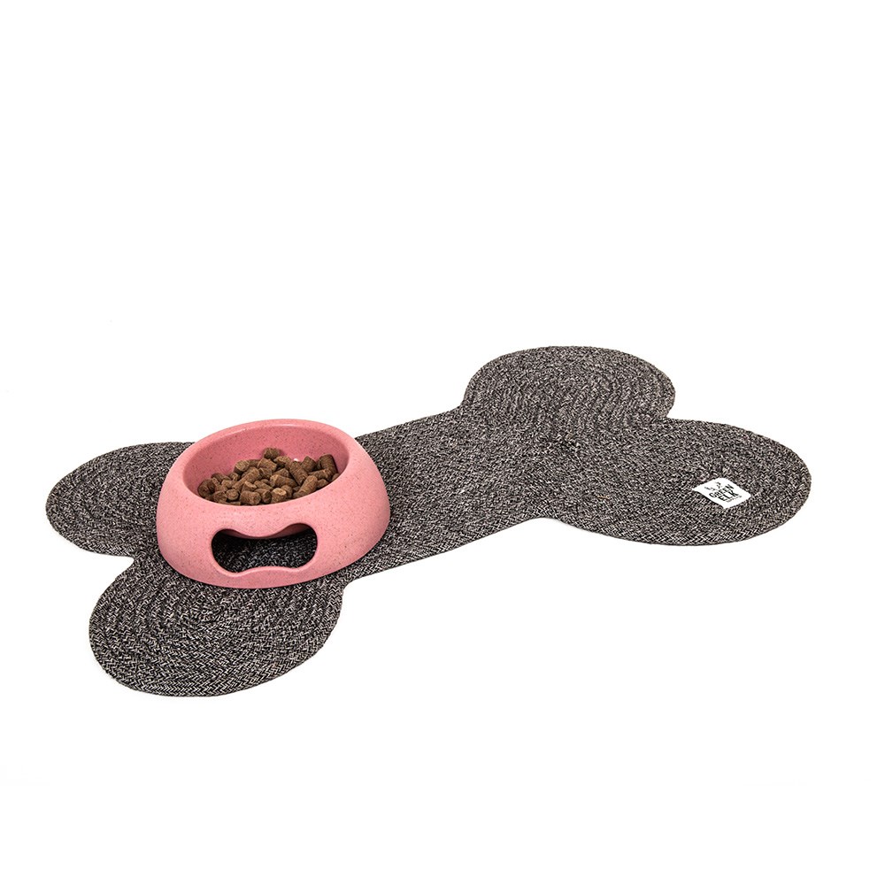 Green Elk Grey Jute Bone Dog Feeding Mat