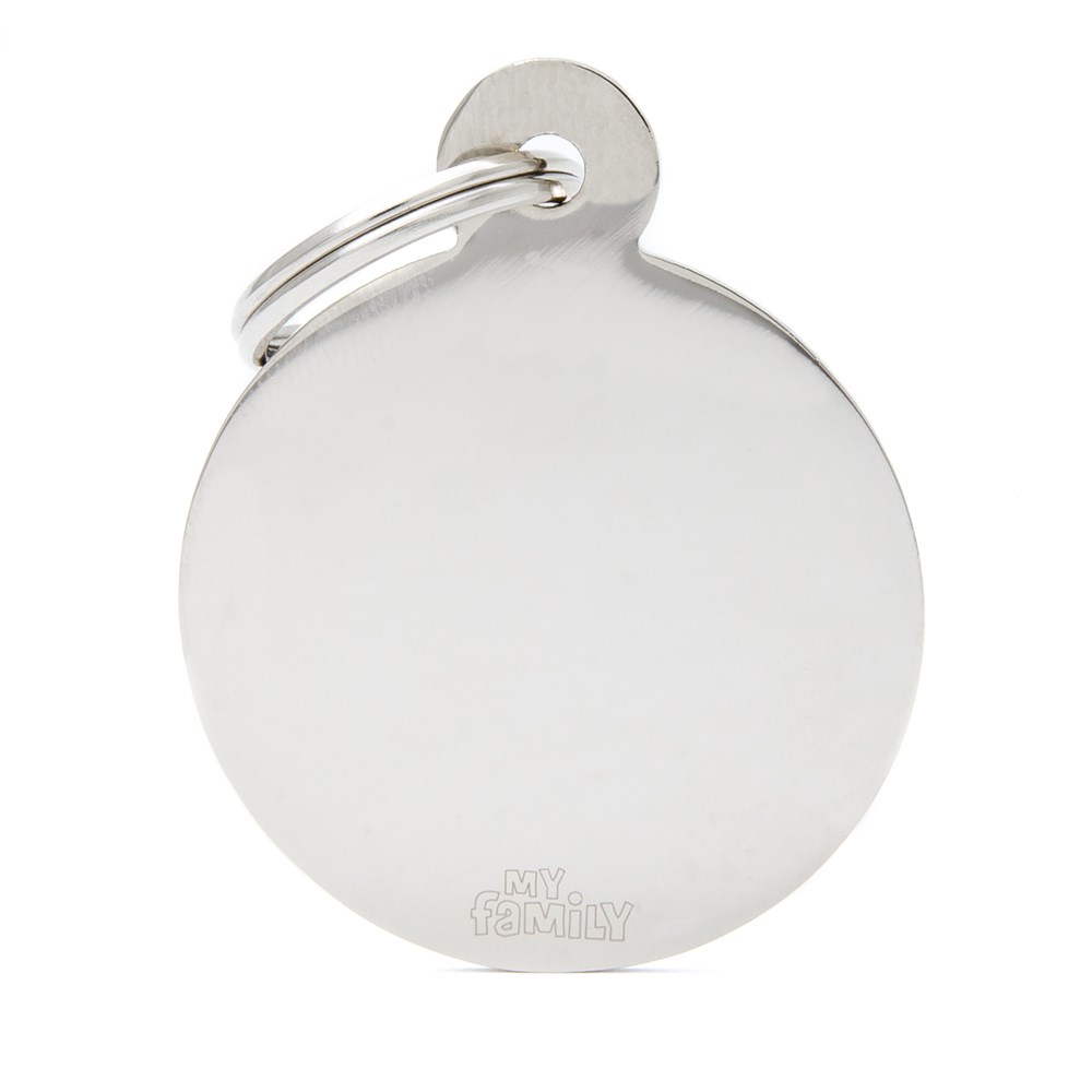 My Family ID Tag Circle Chrome Large