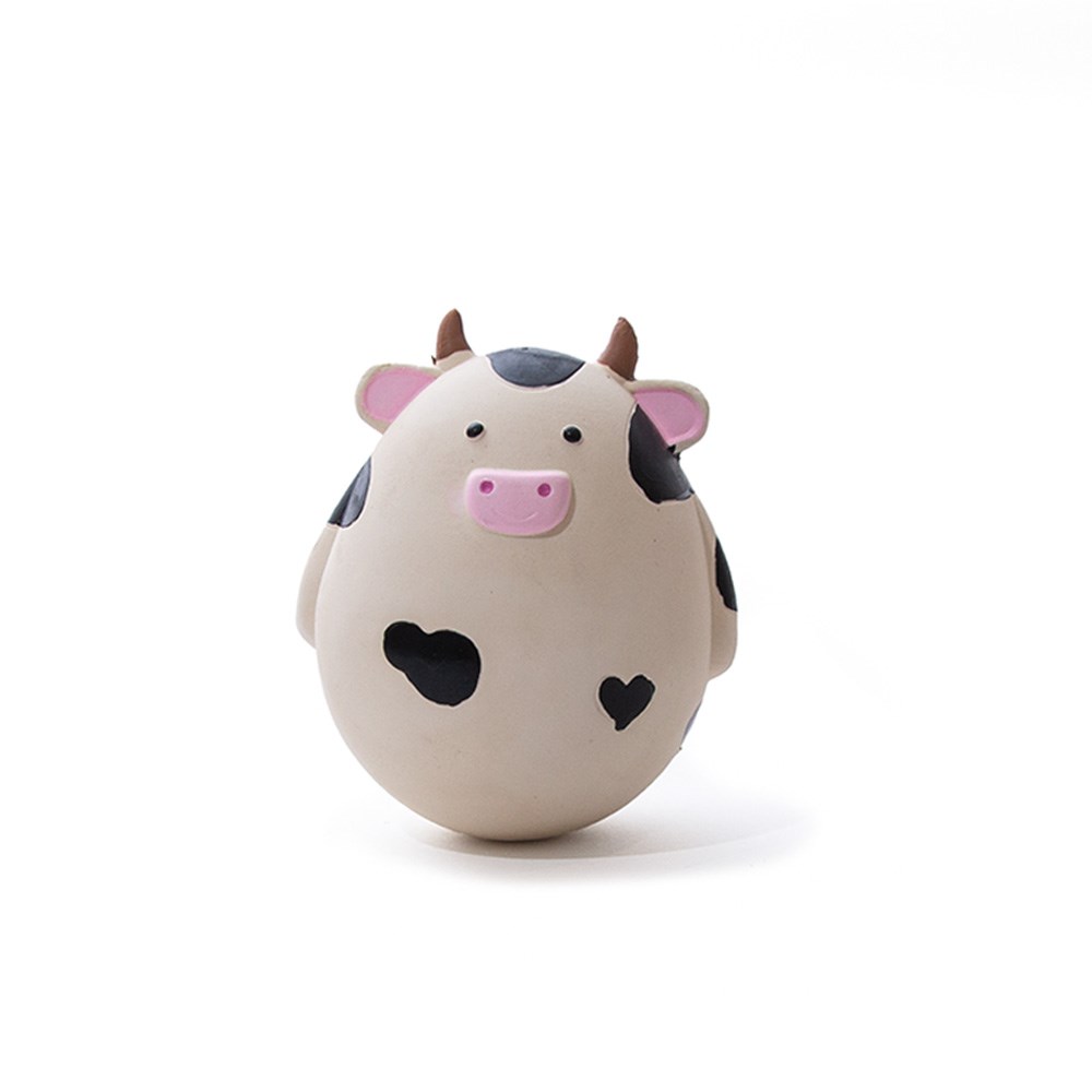 Great & Small Lets Play Latex & Rubber Roly Poly Cow Dog Toy