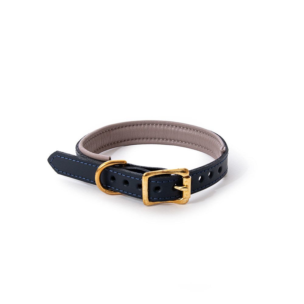 Great & Small Hawkhurst Navy Blue Leather Collar