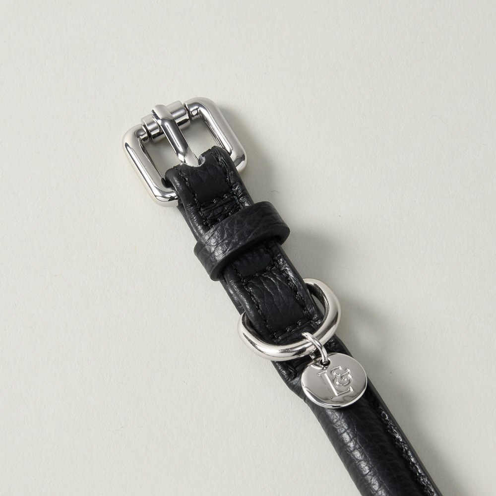 Lily & Leo Leather Rolled Dog Collar Black
