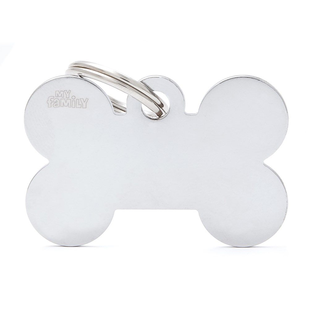 My Family ID Tag Bone Chrome Large