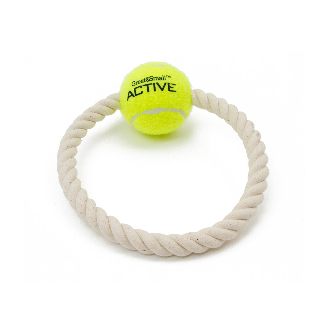 Great & Small Active Tennis Ball Rope Ring Dog Toy
