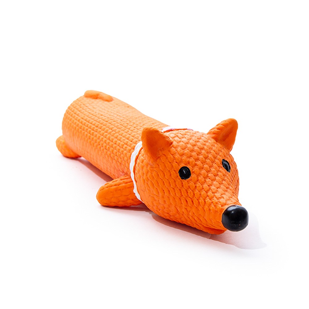 Great & Small Lets Play Latex Squeaky Long Fox Dog Toy