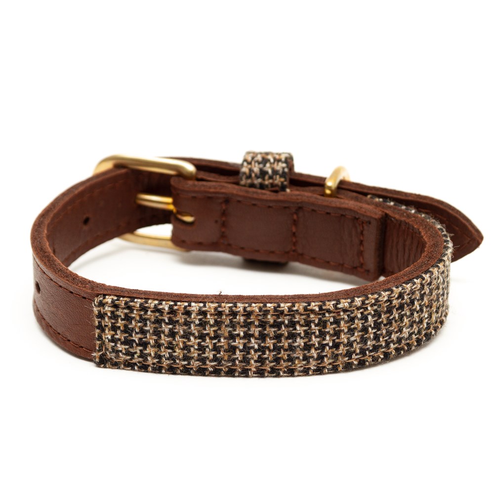Great & Small Hawkhurst Leather Dog Collar Tweed