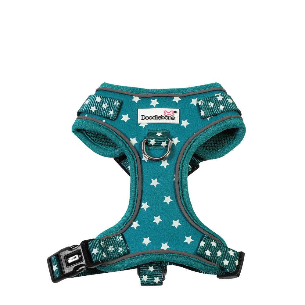 Doodlebone Adjustable Airmesh Dog Harness Teal Star