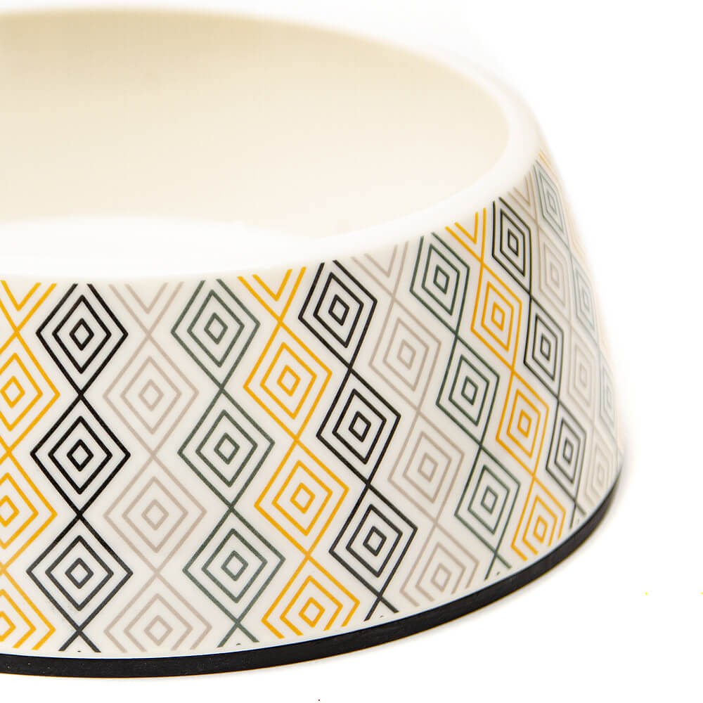 Great & Small Cream Diamond Melamine Pet Bowl
