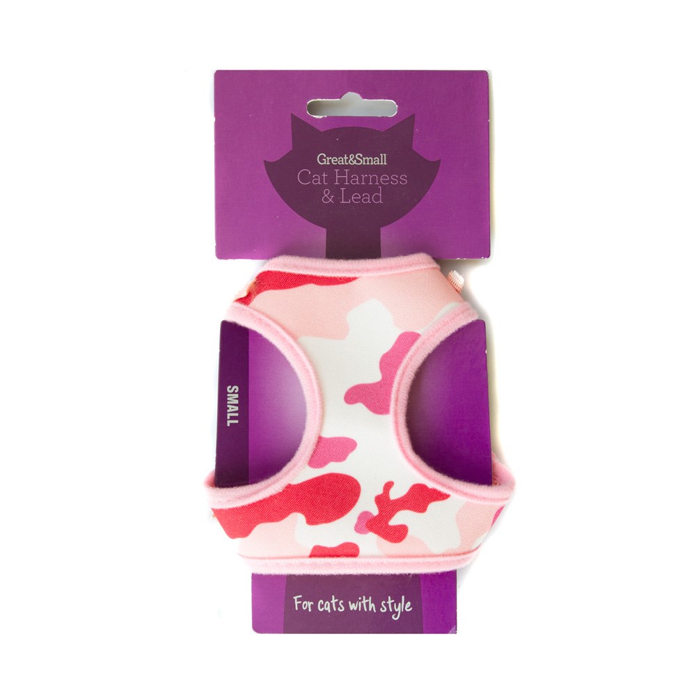 Great & Small Cat Harness Pink Camo