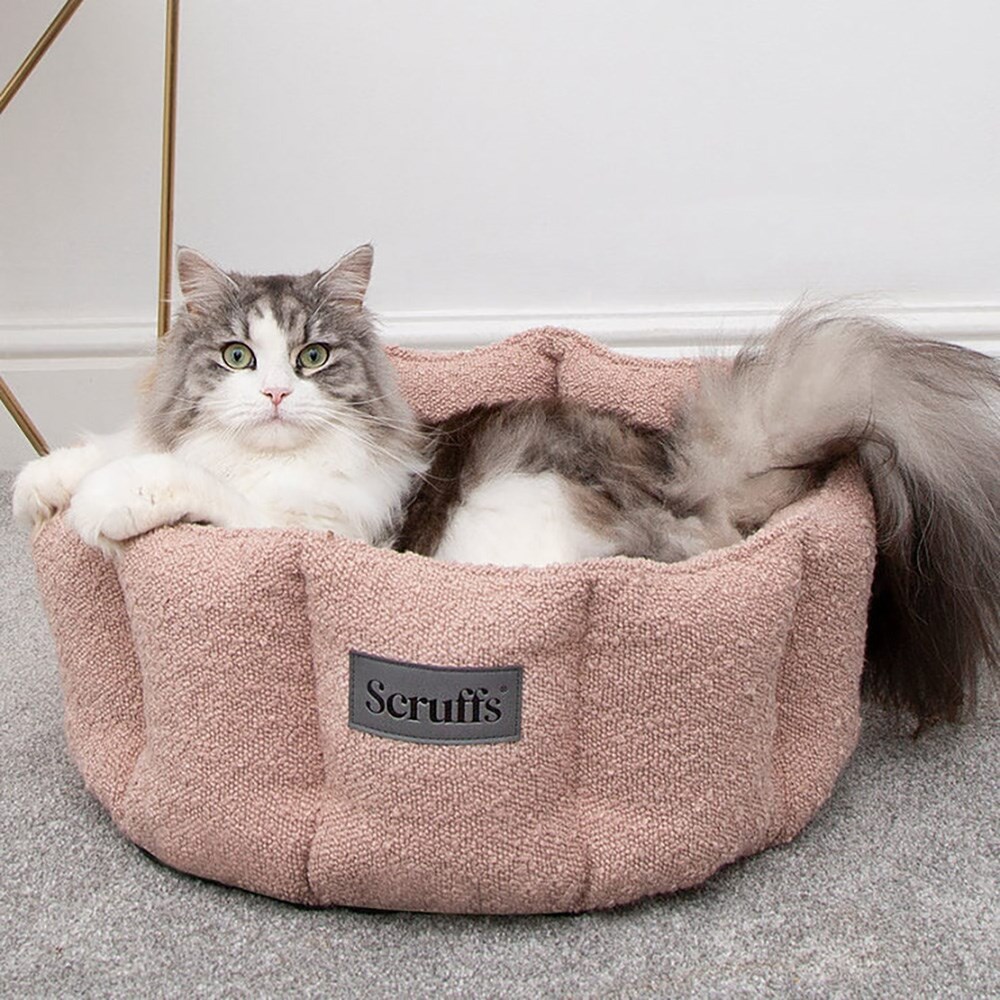 Scruffs Boucle Round Cat Bed Pink