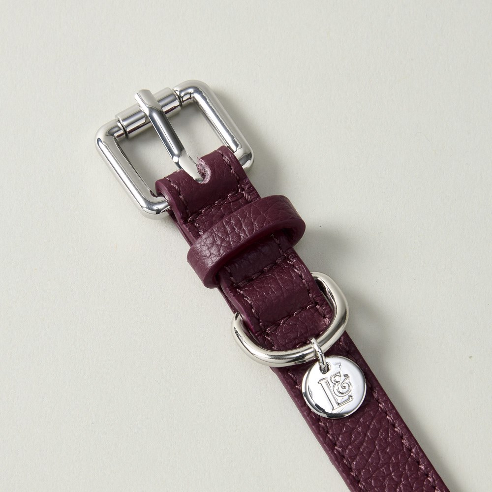 Lily & Leo Leather Flat Dog Collar Oxblood