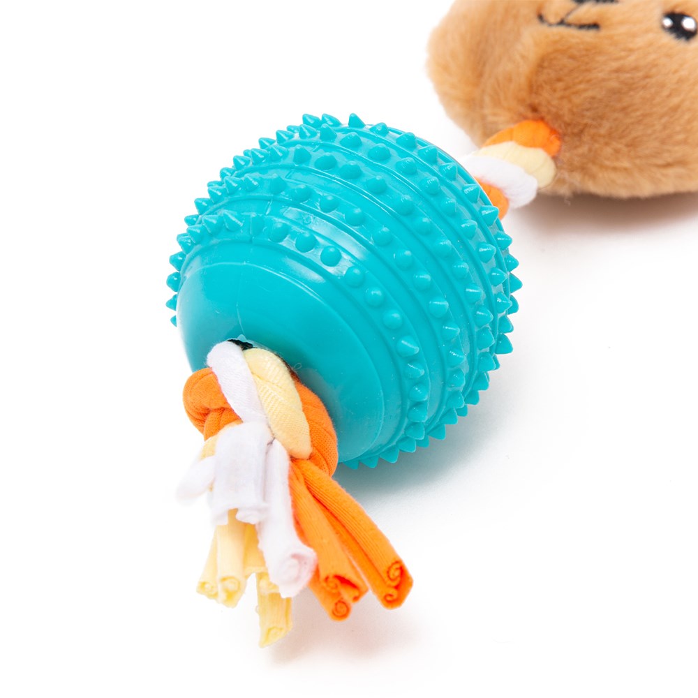 Great & Small Little&Lively Soft Rabbit with Rope & Ball Dog Toy