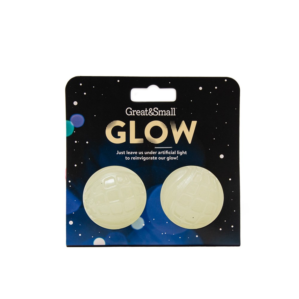 Great & Small Glow Small Balls Dog Toy 2 Pack