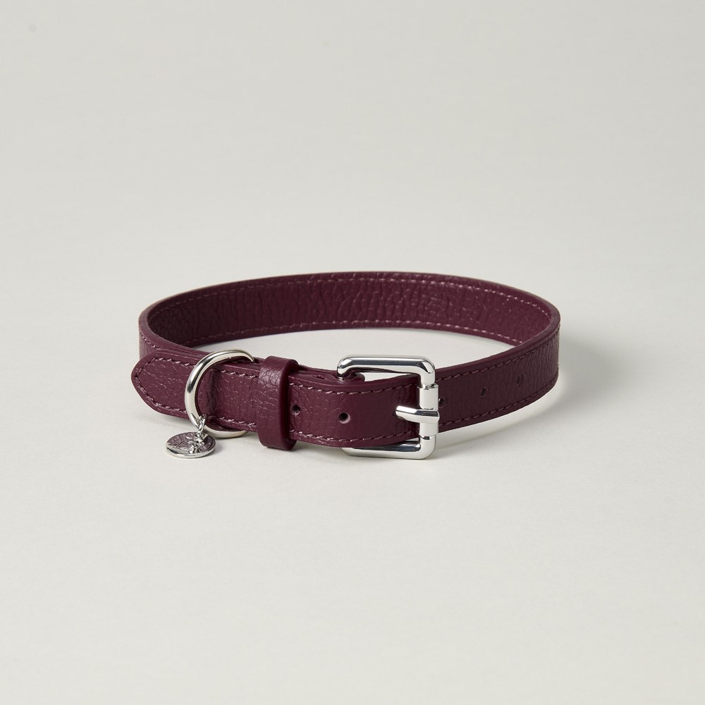 Lily & Leo Leather Flat Dog Collar Oxblood