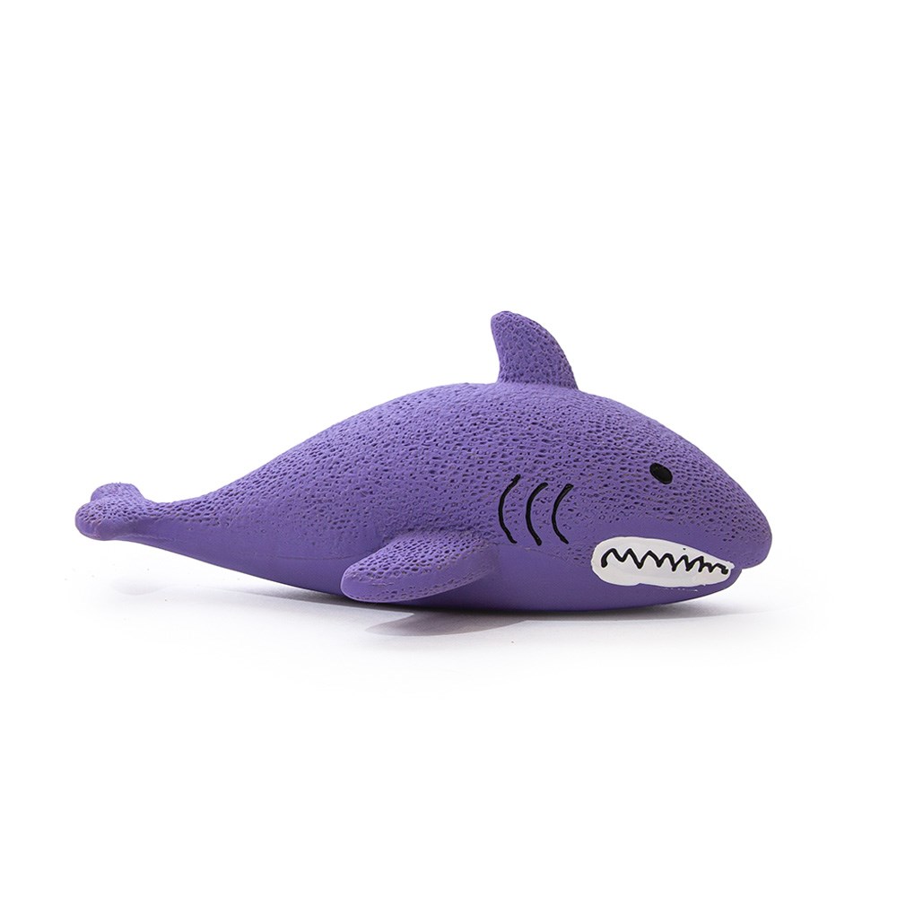 Great & Small Lets Play Latex Squeaky Happy Shark Dog Toy