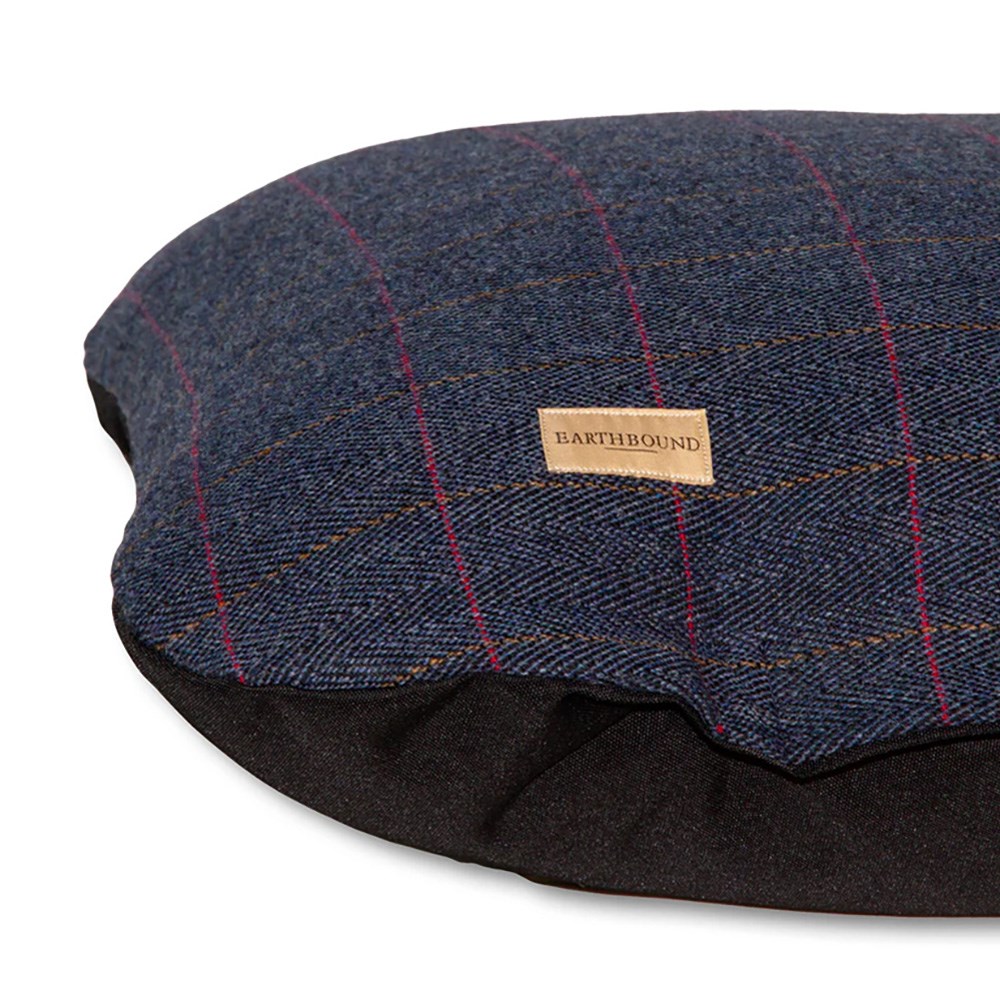 Earthbound Traditional Tweed Flat Cushion Navy