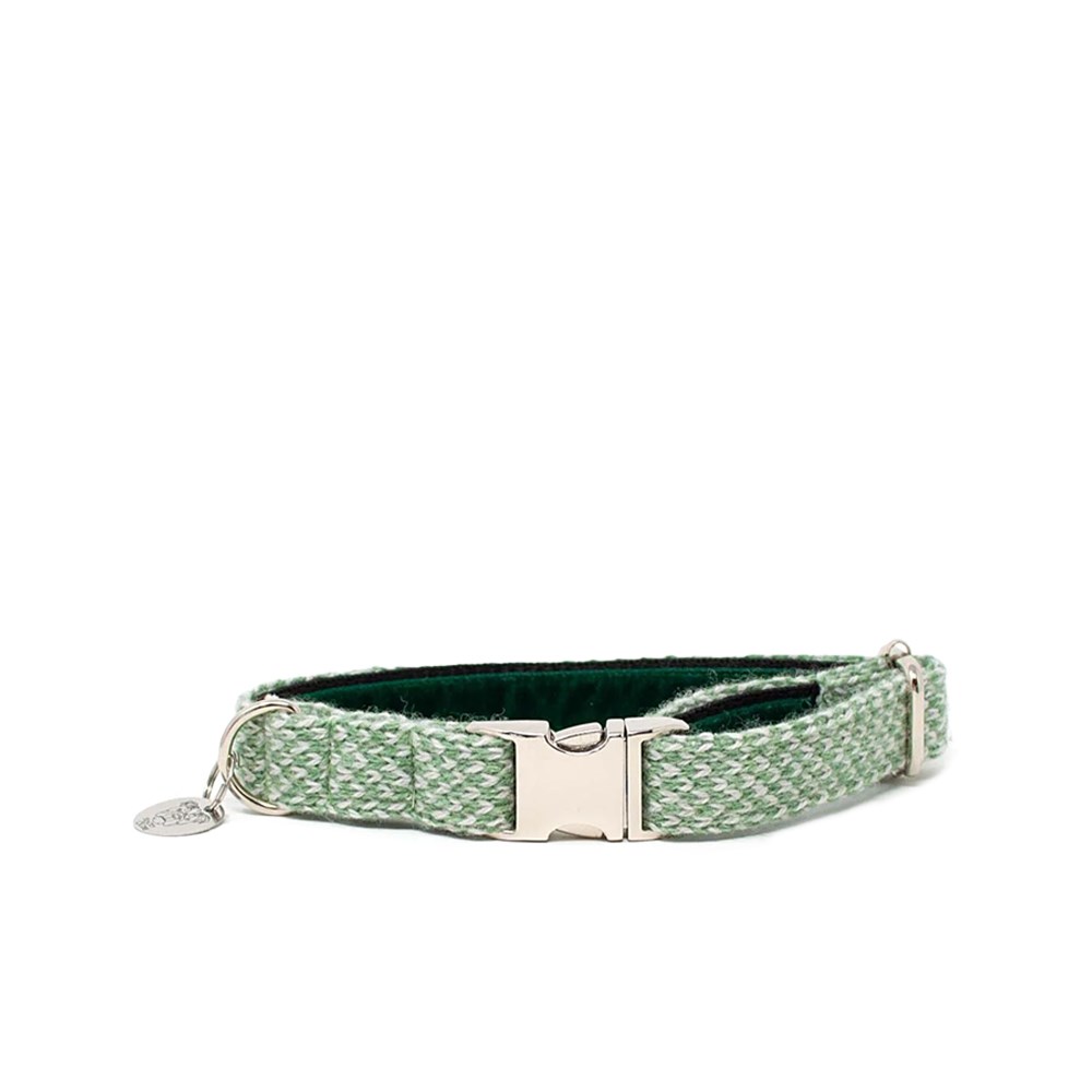 Stocky & Dee Dog Collar Green & Dove