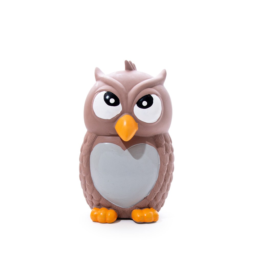 Great & Small Lets Play Latex Squeaky Owl Dog Toy