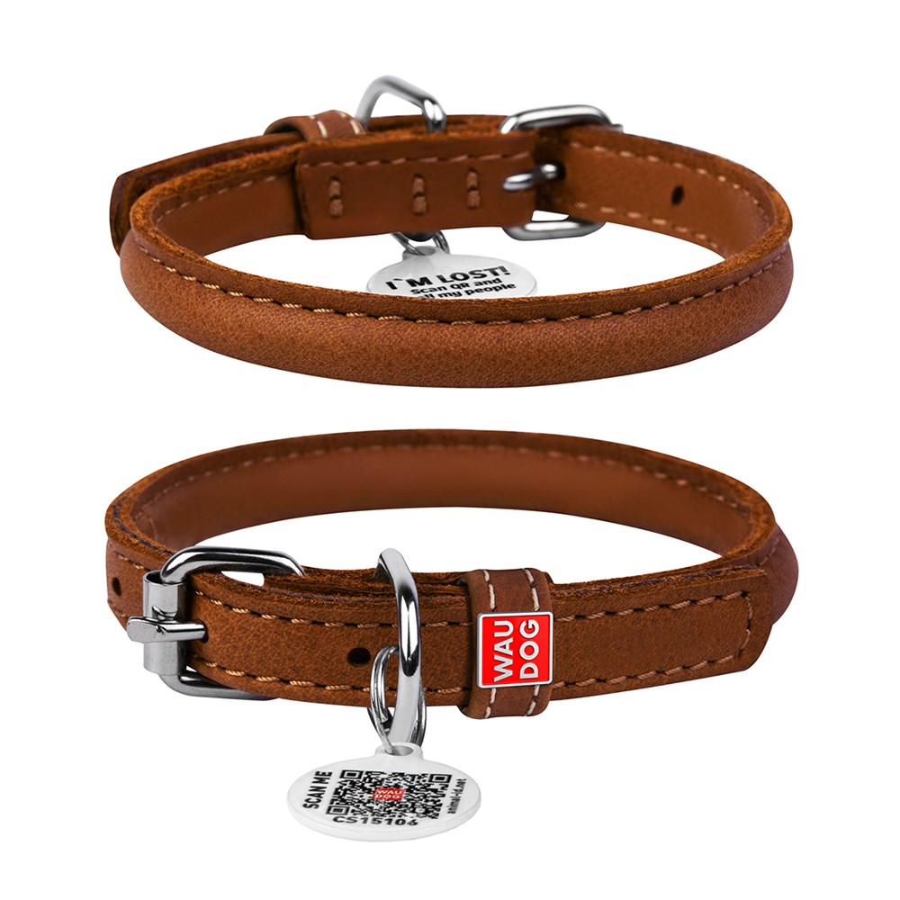 WAUDOG Leather Dog Collar Brown