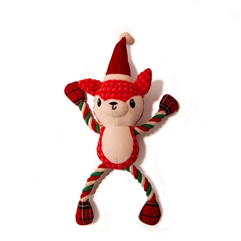 Great & Small Christmas Little Fox with Rope Dog Toy