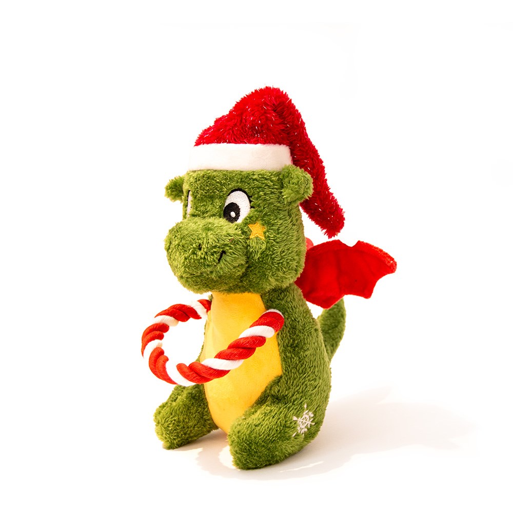 Great & Small Green Christmas Dragon Dog Toy