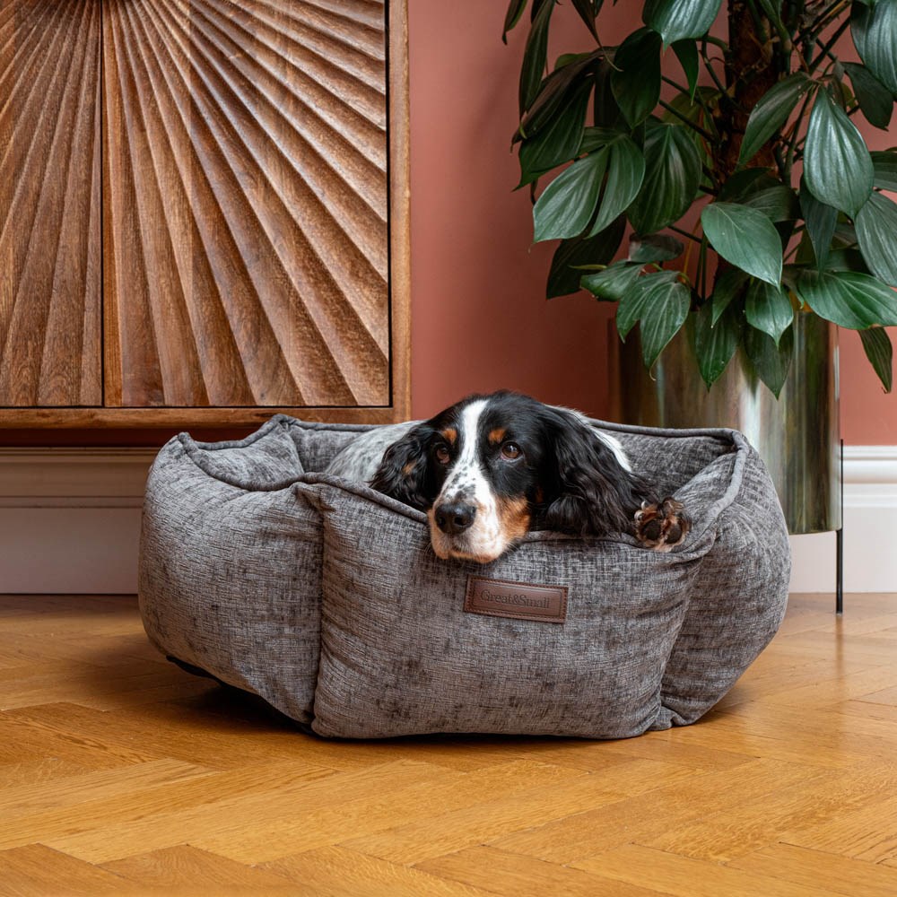 Great & Small Snuggle&Snooze High Sided Grey Chenille Dog Bed