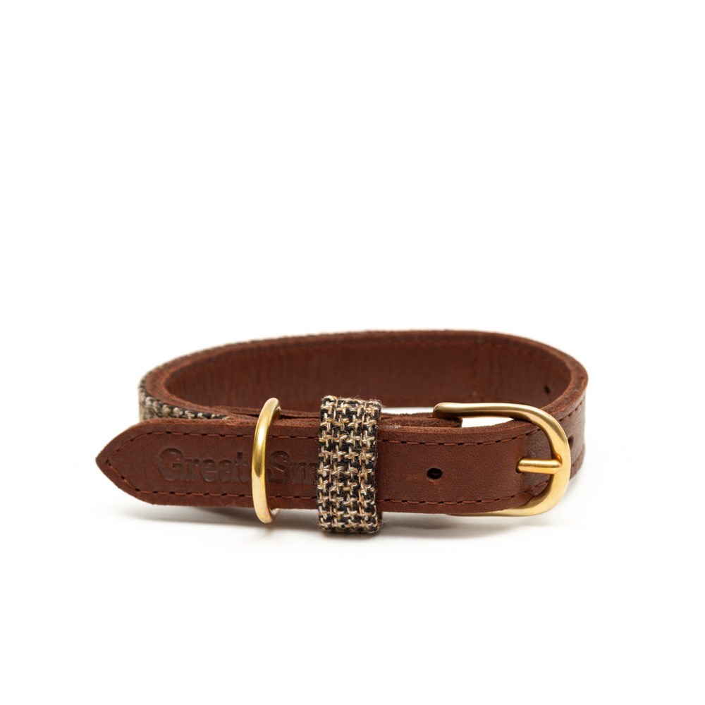 Great & Small Hawkhurst Leather Dog Collar Tweed